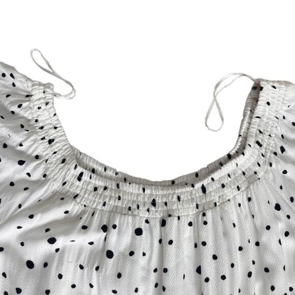 Fate Anya polka dot ruffled bell sleeve mini dress WHITE BLACK SZ MEDIUM - Picture 5 of 10